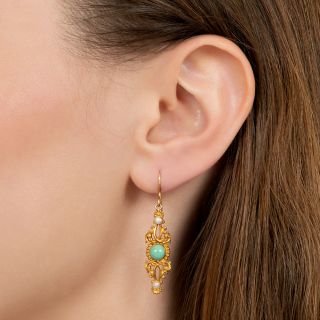 Antique Turquoise and Pearl Earrings