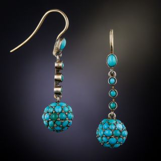 Antique Turquoise Ball Earrings