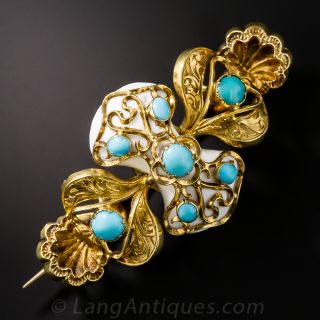 Antique Turquoise Victorian Brooch - 2