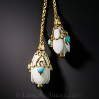 Antique Turquoise Victorian Double Drop Necklace