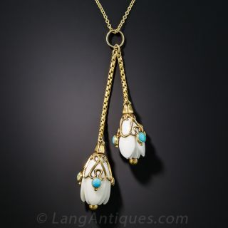 Antique Turquoise Victorian Double Drop Necklace