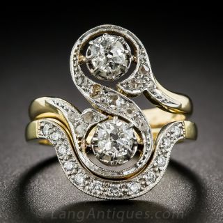 Antique Twin Diamond Ring and Band Set 
