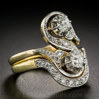 Antique Twin Diamond Ring and Band Set 