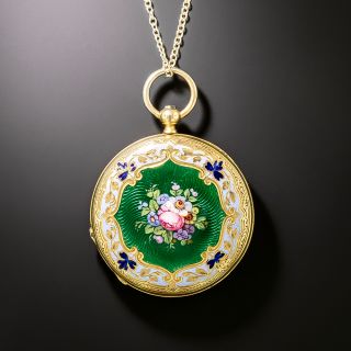  Antique Two-Sided Enamel and Diamond Locket - 2