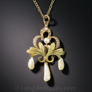 Antique Two-Tone Freshwater Pearl Pendant
