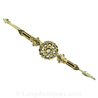 Antique Victorian Diamond Bar Pin Main View