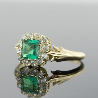Antique Victorian Emerald and Diamond Ring