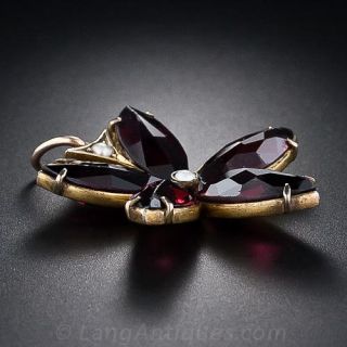 Antique Victorian Garnet Flower Pendant