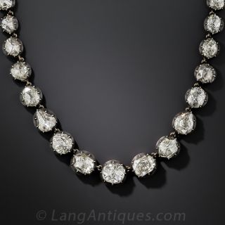 Antique Victorian Rose Cut Diamond Riviere Necklace