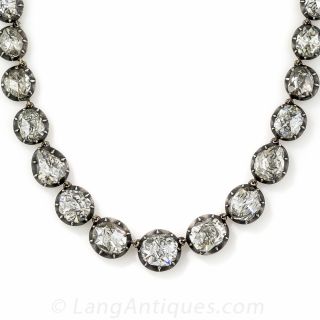 Antique Victorian Rose Cut Diamond Riviere Necklace