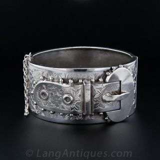 Antique Victorian Silver Bangle Bracelet, English 1894-95