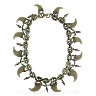 Antique Victorian Tiger Claw Necklace