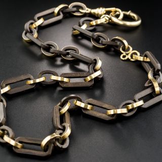 Antique Vulcanite Watch Chain Necklace - 2