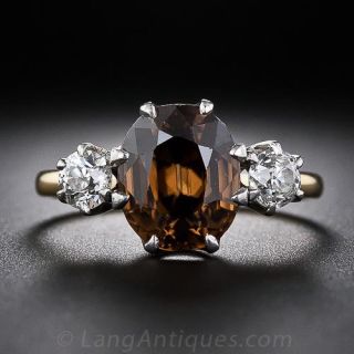 Antique Zircon and Diamond Ring