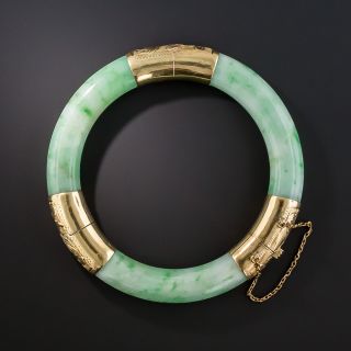 Apple Green Hinged Jade Bangle Bangle - 2