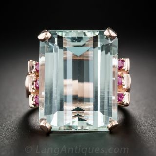 Aquamarine Retro Cocktail Ring