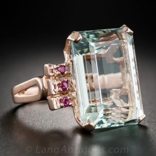 Aquamarine Retro Cocktail Ring