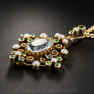 Aquamarine and Demantoid Garnet Pendant