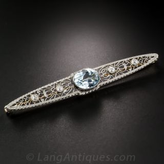 Aquamarine and Diamond Bar Brooch