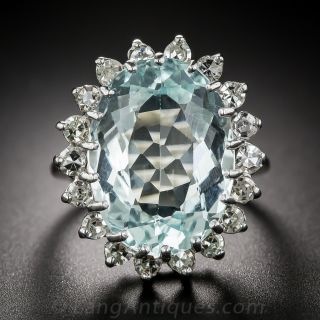 Aquamarine and Diamond Cocktail Ring