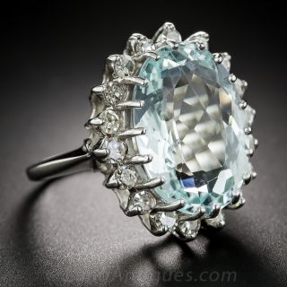 Aquamarine and Diamond Cocktail Ring