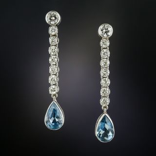 Aquamarine and Diamond Dangle Earrings - 3