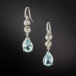 Aquamarine and Diamond Dangle Earrings - 3