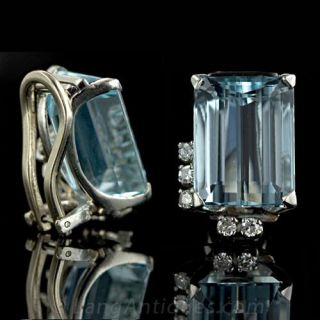 Aquamarine and Diamond Earclips