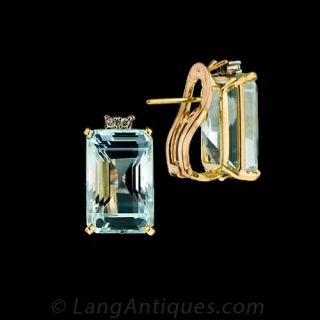 Aquamarine and Diamond Earrings