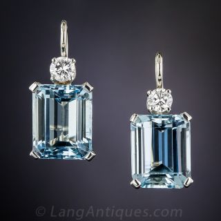 Aquamarine and Diamond Earrings