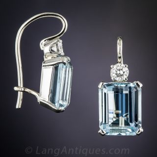 Aquamarine and Diamond Earrings