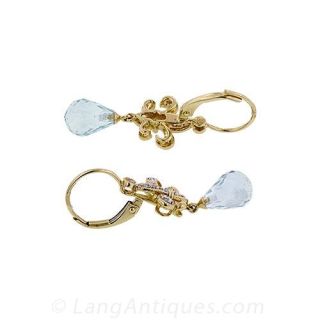 Aquamarine and Diamond Earrings