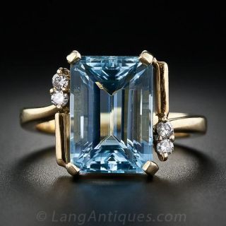 Aquamarine and Diamond Ring
