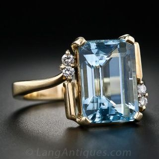 Aquamarine and Diamond Ring