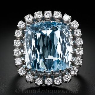 Aquamarine and Diamond Ring