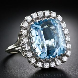 Aquamarine and Diamond Ring