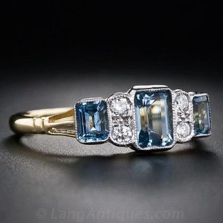 Aquamarine and Diamond Ring