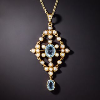 Aquamarine and Pearl Lavaliere, c.1900 - 2