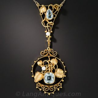 Aquamarine and Pearl Necklace, Circa 1900 - 1