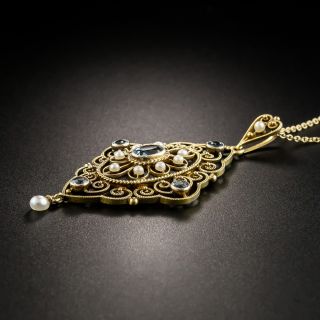  Aquamarine and Pearl Pendant Circa 1900