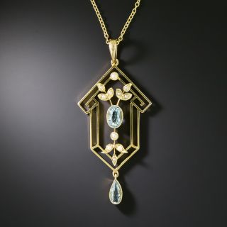 Aquamarine and Seed Pearl Necklace, England c. 1900 - 3