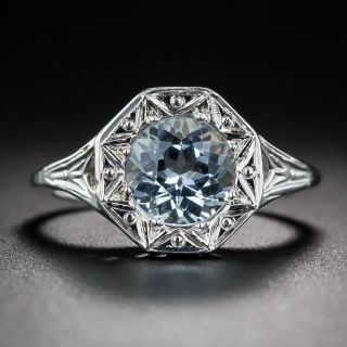 Aquamarine Art Deco Filigree Ring