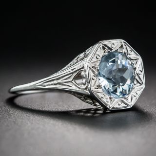 Aquamarine Art Deco Filigree Ring
