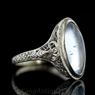 Aquamarine Cabochon Filigree Ring
