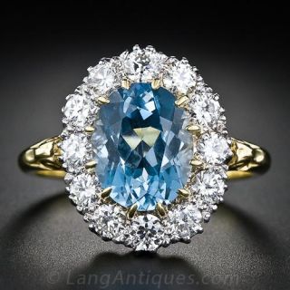 Aquamarine Diamond Halo Ring