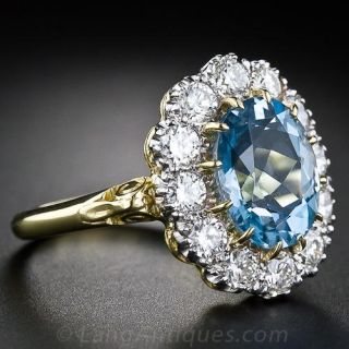 Aquamarine Diamond Halo Ring