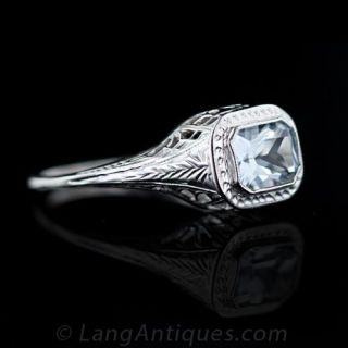 Aquamarine Filigree Ring Circa 1920