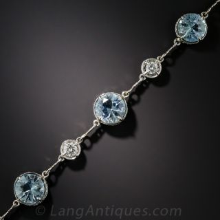 Aquamarine Platinum and Diamond Bracelet