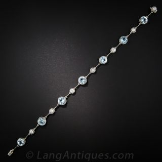 Aquamarine Platinum and Diamond Bracelet