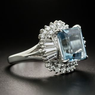 Aquamarine Platinum Diamond Ring